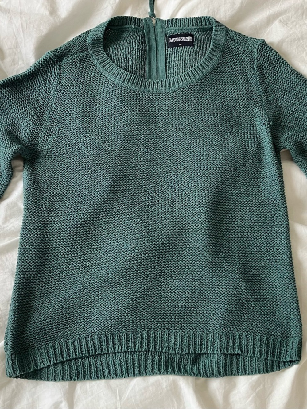 Green Crewneck Knit Sweater - Women